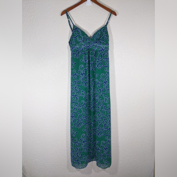 TOMMY BAHAMA Green Blue Cotton Maxi Sundress XS - Picture 1 of 5